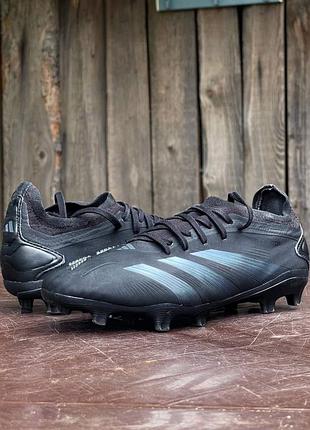 Adidas  predator 24 pro оригінал дитячі бутси футбольні чорні на хлопця з пластиковами шипами розмір 39 38,5