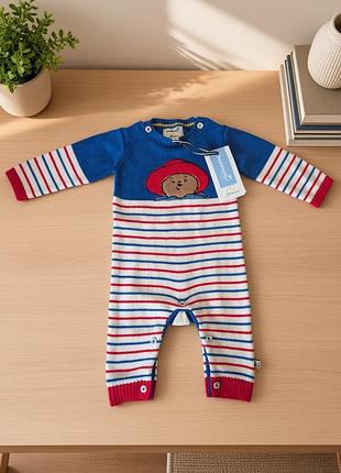 Новий в'язаний ромпер комбінезон joules x paddington bear розм. 56-62 (0-3 міс)