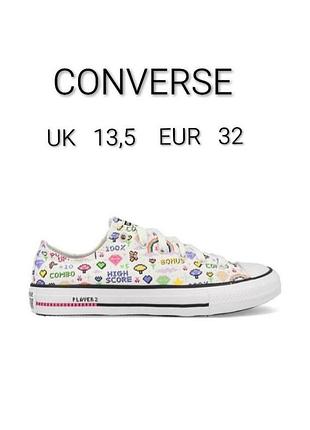 Крутые стильные кеды бренда converse all star с геймерским принтом ude 13,5 eur 32