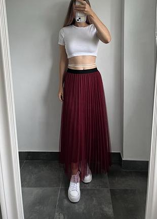 Бордова спіднийця плісе, size m