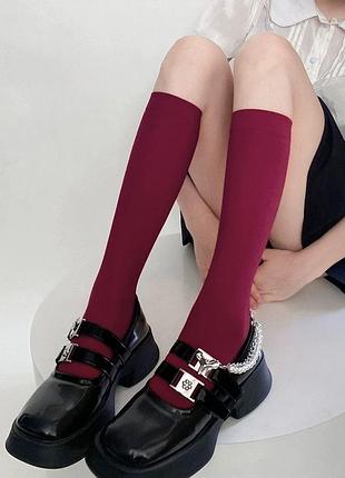 Гольфы капроновые 40ден ниже колена бордовые one size