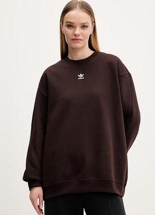 Оригінал спортивна жіноча кофта світшот adidas originals kc9117 оригинал адідас коричнева l демісезон осінь повсякденна на флісі стильна на природу