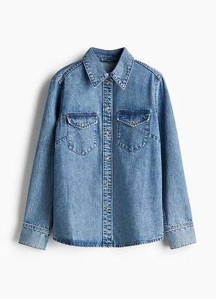 H&m сорочка джинсова на кнопках p. l-xl