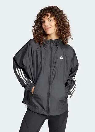 Оригінал спортивна жіноча вітровка adidas jacket  is8036 оригинал адідас ветровка чорна на замку для бігу спорту повсякденна базова літо осінь l