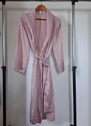 Шелковый халат mark's spencer 100%silk s/m пудровый розовый