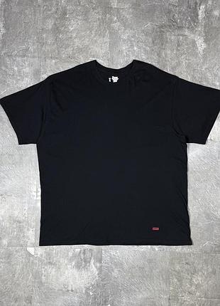 Футболка supreme x hanes чорна чоловіча супрім хейнс оригінал базова oversize 2xl