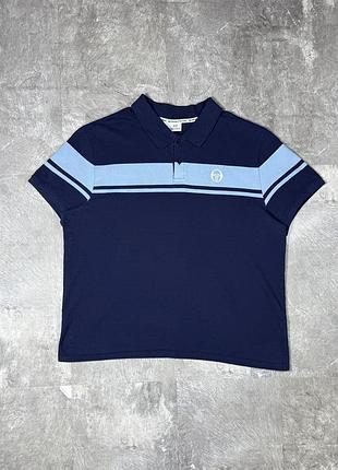 Поло sergio tacchini серджіо тачіні чоловіче оригінал 3xl стан ідеал великий розмір футболка теніска темно-синя з полосами смугаста