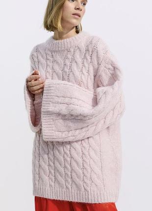 H&m, alpaca blend, подовжений светр з широкими рукавами, великий розмір