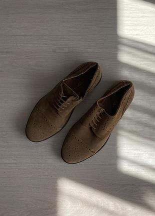 Чоловічі замшеві туфлі / броги topman світло-коричневі, розмір 42