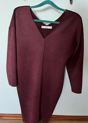 Бордова замшева сукня pink xs-s