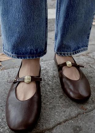 Стильні балетки туфлі бургунді zara