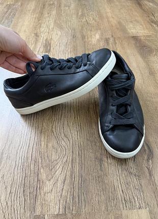 Чорні шкіряні кеди lacoste