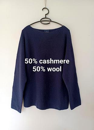 50% кашемир, 50% шерсть. темно синий джемпер из смесовой шерсти от cashmere collection