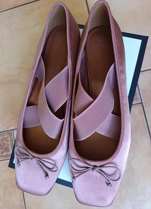 Балетки лофери m&s 💕41/42р. туфлі жіночі балетки женские атласые лоферы туфли женские