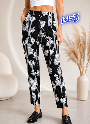 1+1=3 стильные узкие зауженные брюки брюки с узором river island, размер 42 - 44