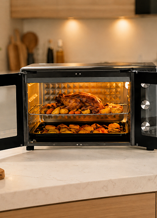 Настільна електродуховка з грилем, конвекцією та рожном sokany sk-10027 50 л 1700 вт