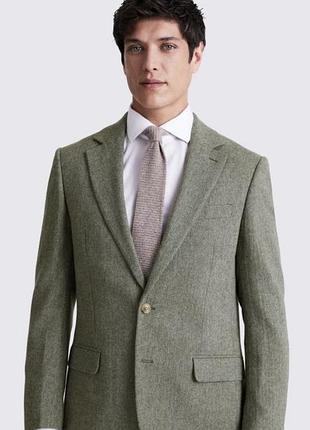 Класичний твідовий піджак moss london slim fit sage herringbone tweed suit jacket