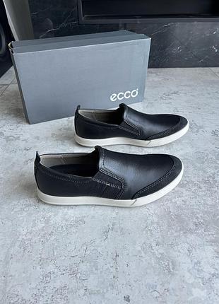 Чоловічі сліпони ecco collin 2.0, 40 кросівки кеди шкіряні чорні нові фірмові оригінал екко мужские слипоны