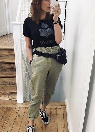 Жіночі джинси бренду zara в популярному крої baggy paperbag .