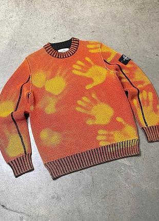 Светр stone island термохромний змінює колір від температур чоловічий жіночий унісекс помаранчевий стон айленд