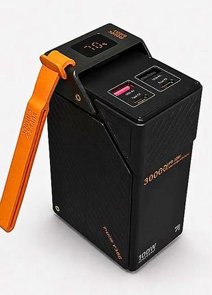 Павербанк 30000 mah 65w tugii y365 для ноутбука, потужний швидкісний power bank з дисплеєм та ремінцем