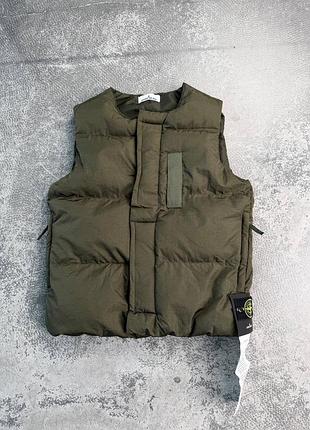 Жилет stone island хакі зелений чоловічий стон айленд жилетка