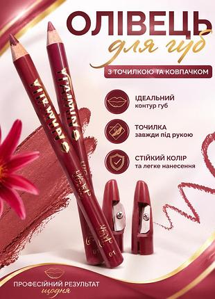 Олівецьдля губ  з підстругачкою parisa vitamin lip pencil lovit, 01 відтінок 2 шт.