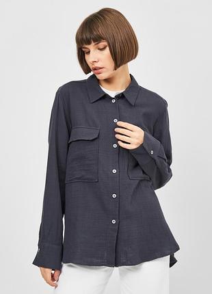 Рубашка оверсайз натуральный состав, бренд zara, размер м