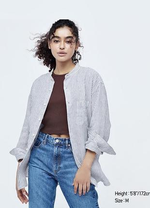 Смугаста лляна сорочка, унісекс uniqlo