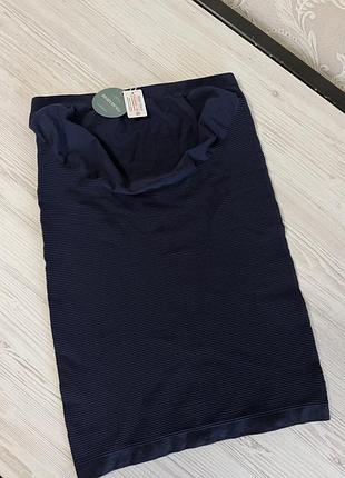 Трикотажна спідниця для вагітних від h&m mama темно-синього кольору має спеціальну еластичну вставку (бандаж) зверху для підтримки живота