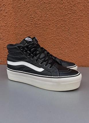 Оригінальні високі шкіряні кеди vans sk-8 hi platform 42 розмір 27 см чорного кольору