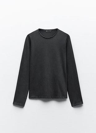 Сірий базовий  виварений лонгслів zara
✨✨✨✨✨✨✨✨✨✨✨✨