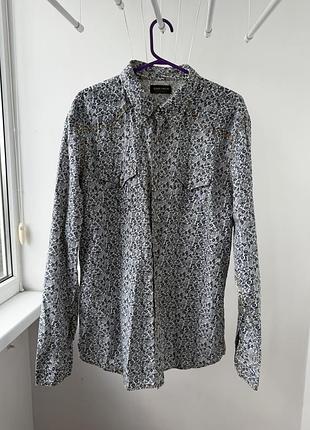 Квіткова сорочка вестерн zara youth / бавовняна ковбойська сорочка в квіточку zara xl