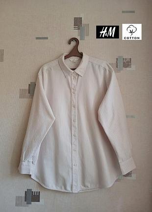 Хлопковая удлиненная рубашка в полоску от h&amp;m