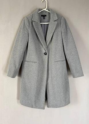 Светло-серое женское пальто new look eu 38 (m) / фактурное однобортное пальто на одну пуговицу