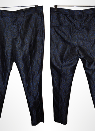 Штани з жакардової тканини з візерунком у стилі бароко h&amp;m. size 46-48 slim fit