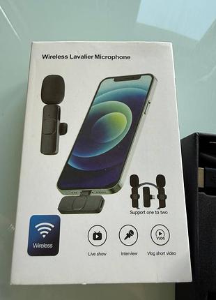 Беспроводной петличный микрофон wireless lavalier microphone — комплект на 2 микрофона