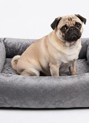 Лежак для собак из мебельного велюра челси серый №3 70*90*20
