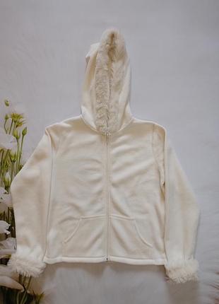 Молочная флисовая кофта на молнии, размер l/xl.