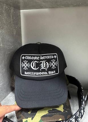 Кепка бейсболка chrome hearts hollywood trucker - камуфляжная / черная