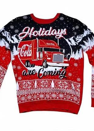 Новогодний хлопковый свитер primark x coca-cola "holidays are coming" (l)