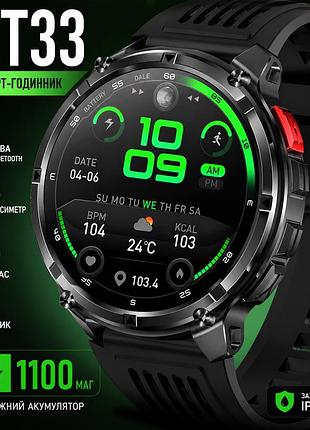 Смарт часы мужские lemfo ht33 (разговор, пульсоксиметр, компас, фонарик) 1100 маг