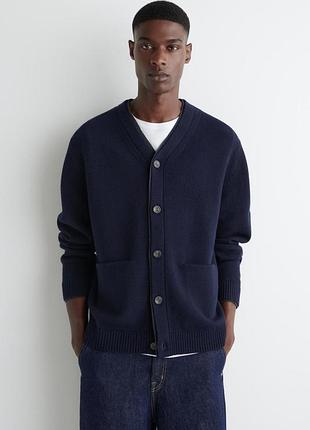 Кардиган чоловічий cos contrast tipped merino wool cardigan / м