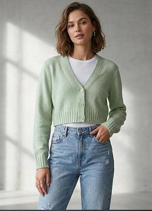 Укорочений кардиган h&m divided xs фісташковий / м’ятний