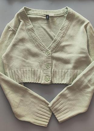 Укорочений кардиган h&m divided xs фісташковий / м’ятний 3