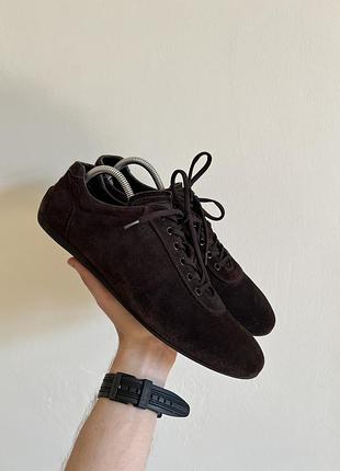Prada milano brown suede sneakers замшевые кроссовки кеды прада оригинал