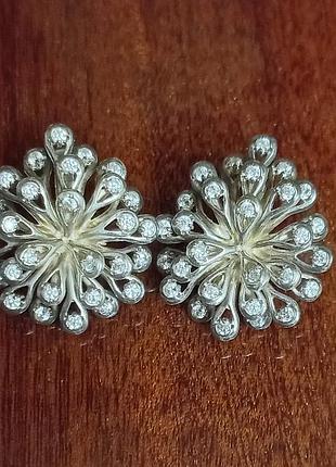 Серьги из серебра торжество, 925, цирконий,в идеальном состоянии,вес 13г