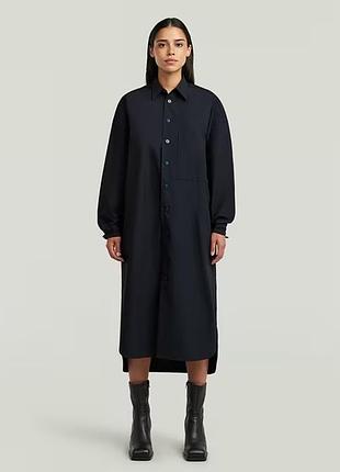 Шикарна сукня сорочка g star raw оригінал міді довга з кишенями  джи стар синя з довгим рукавом вільна