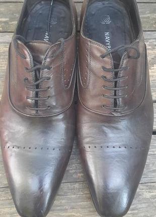 Шкіряні чоловічі туфлі оксфорди navyboot (made in italy) р. 42.5 (устілка 29 см)