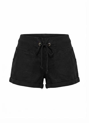 Черные хлопковые шорты accessorize с широким поясом, шнуровкой и вышивкой